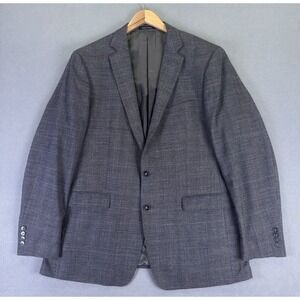 Calvin Klein Blazer Jacket Mens 46 Long Grey Plaid Wool Classic Prep Business